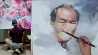 پرتره. آبرنگ. توسط نقاش چینی / 인물수채화 / Water color painting/水彩画/水彩畫