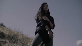 دستبند چرم مشکی | آویز استیل حروف | LT7