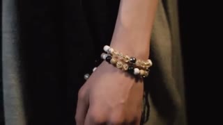 دستبند سنگ سیترین | سنگ هولایت | گوی استیل | SA1