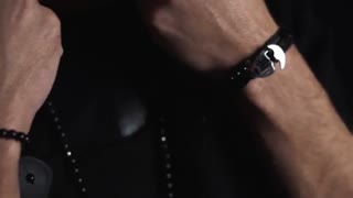 دستبند سنگ اونیکس | علامت درگون استیل | DA11