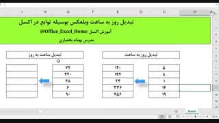 آموزش اکسل - تبدیل روز به ساعت و بلعکس در اکسل